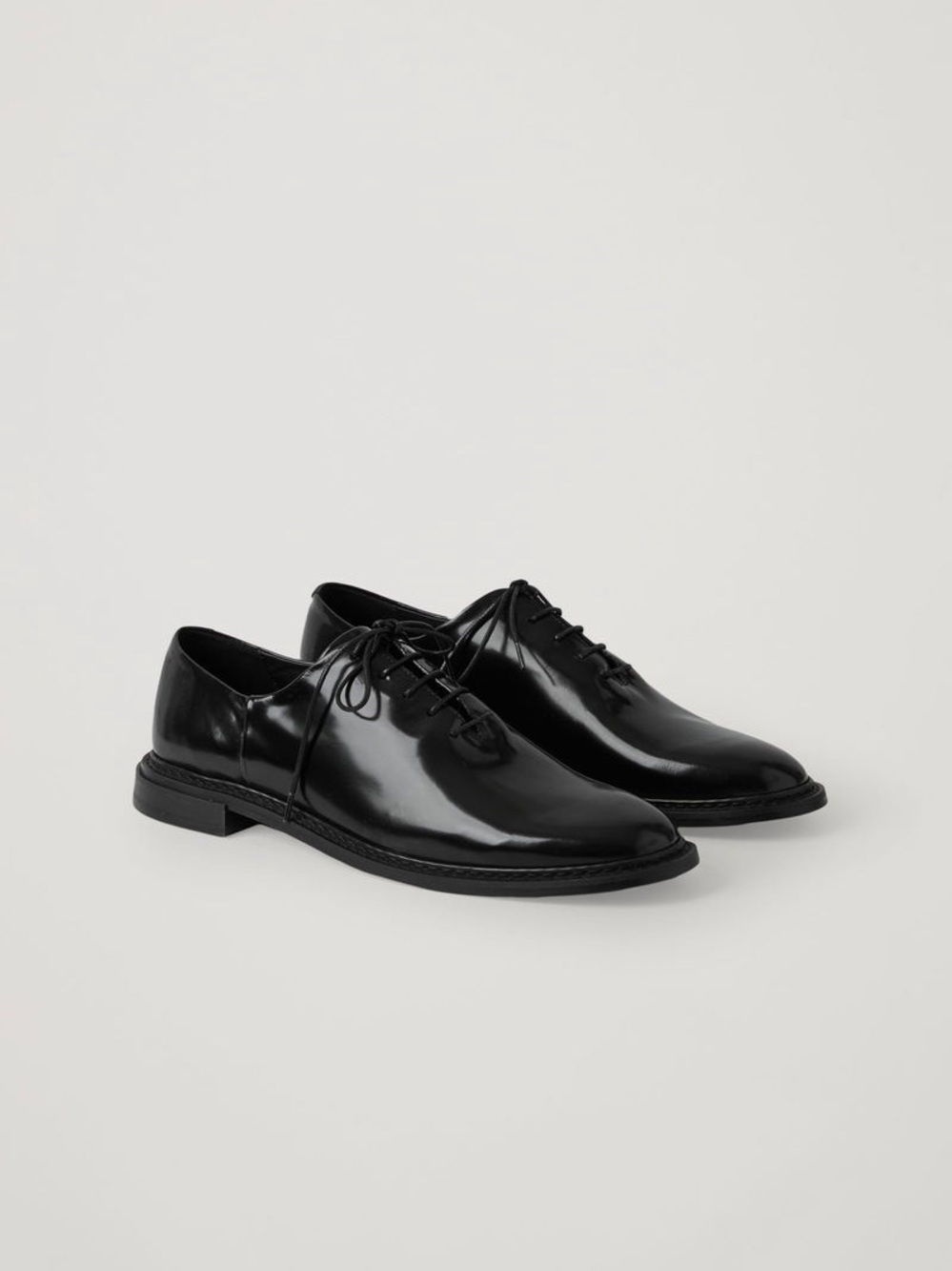 COS Black Patent Leather Lace-Up Flats - Picture 2 of 7